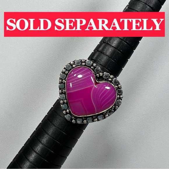 Pink Botswana Agate 925 Heart Necklace, Bracelet & Earrings ONLY - Picture 8 of 9